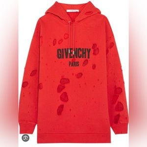 Givenchy chiffon lined distressed hoodie